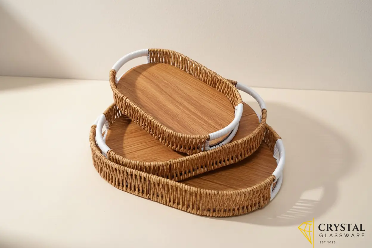 oval 3Pcs Tray Set  — Crystal Glassware Pakistan